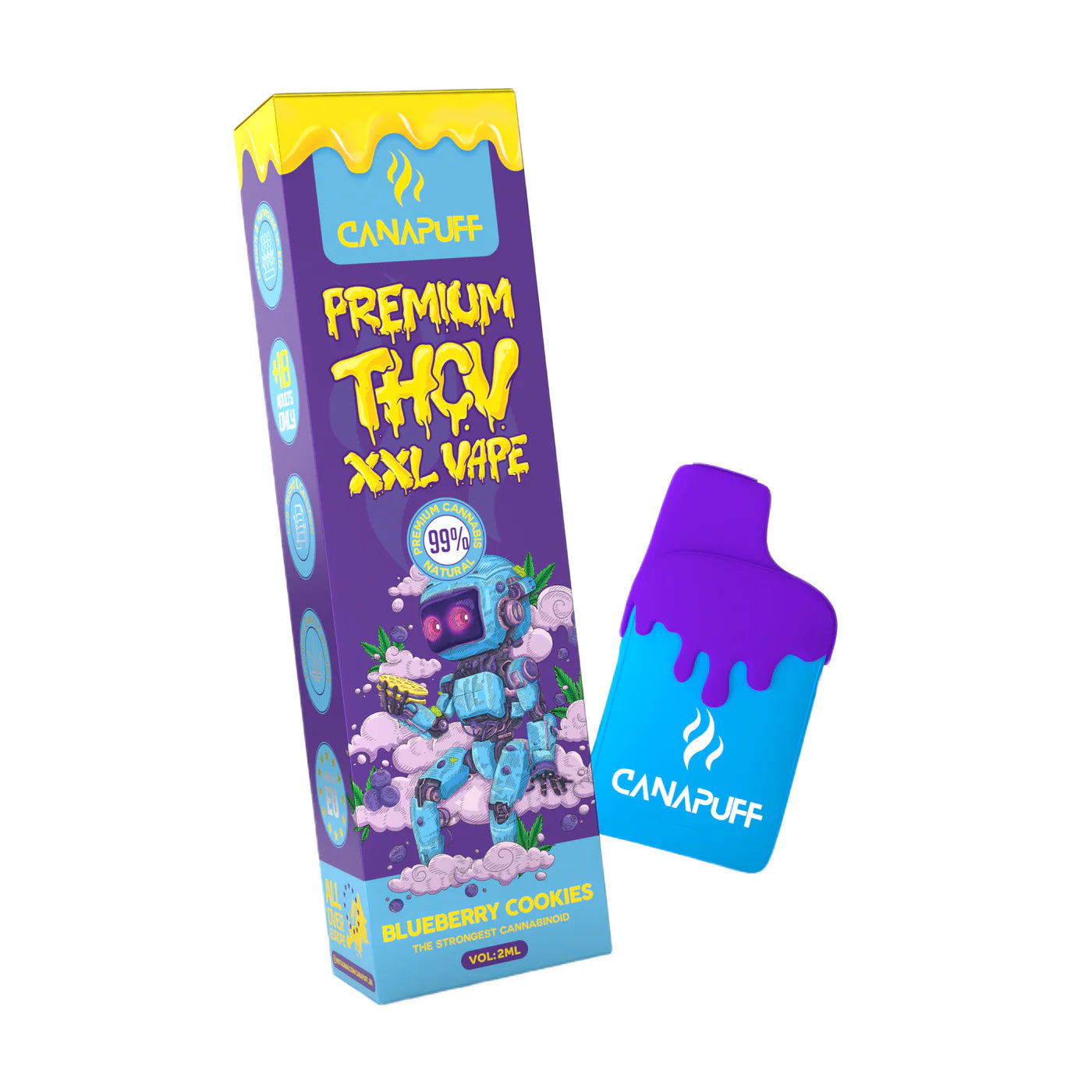 Vape pen usa e getta THC-V 99%, BLUEBERRY COOKIES